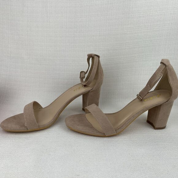Ankis‎ Women’s Open Toe Ankle Ng Sandal Nude Numeric 9 Suede Chunky Heel New! - Picture 4 of 10